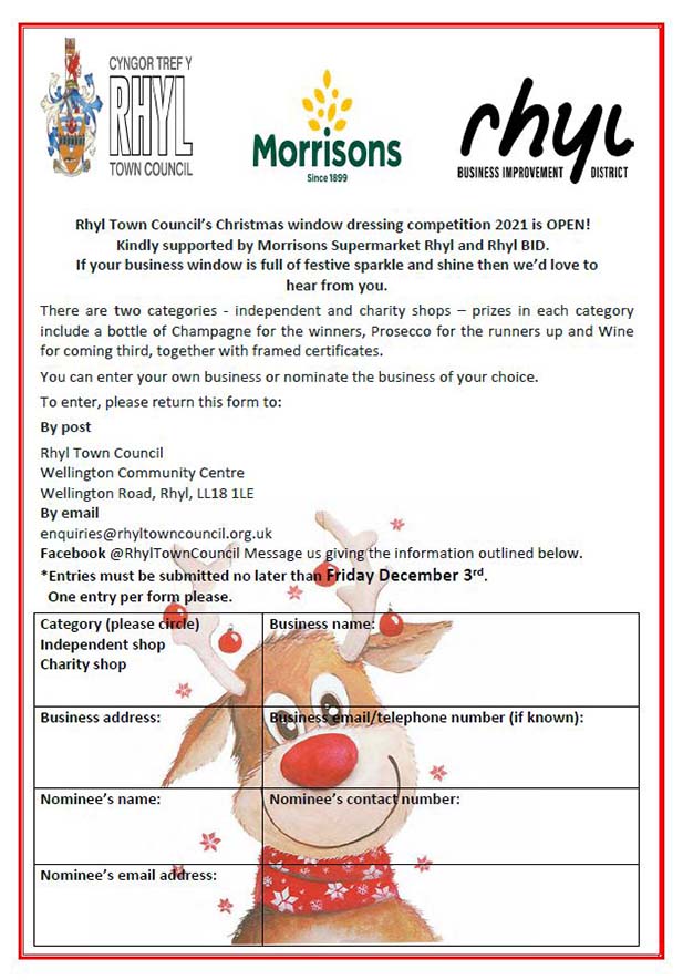 Rhyl Town Council Christmas window dressing competition2020